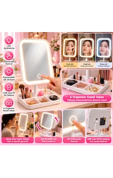 Bezos Yumurcak Shop Dokunmatik Led Işıklı Kare Makyaj Aynası Altı Organizer Kaseli, Ayarlanabilir Aydınlatmalı Masaüstü Makyaj Ve Cilt Bakım Aynası Bezos1 Çok Renkli Bezos Yumurcak Shop Dokunmatik Led Işıklı Kare Makyaj Aynası Altı Organizer Kaseli, Ayarlanabilir Aydınlatmalı Masaüstü Makyaj Ve Cilt Bakım Aynası Bezos1 Çok Renkli