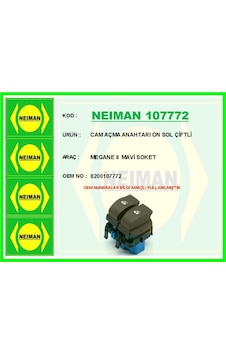 Bescher Cam Açma Anahtarı Ön Sol Çiftli Megane Iı Mavi Soket Neıman 107772 8200107772