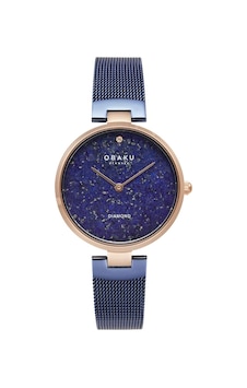 Obaku Denmark V256lhvlml-dlpd Quartz Hasır Lacivert Safir Cam 32 Mm Kadın Kol Saati Rose Gold