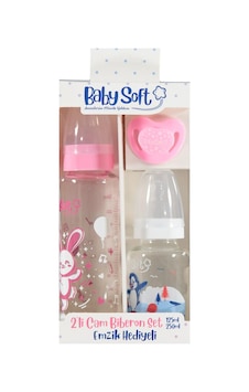 Baby Soft 2 Lı Cam Bıberon Set-emzık Hedıyelı - Pembe Baby Soft 2 Lı Cam Bıberon Set-emzık Hedıyelı - Pembe