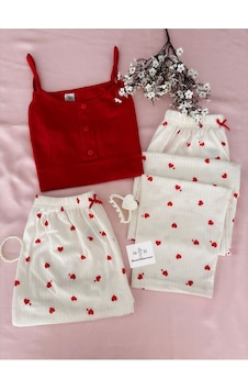 Mh Moony Homewears Sexy Lankome 3'lü Yumuşacık Pijama Takımı Kırmızı Mh Moony Homewears Sexy Lankome 3'lü Yumuşacık Pijama Takımı Kırmızı
