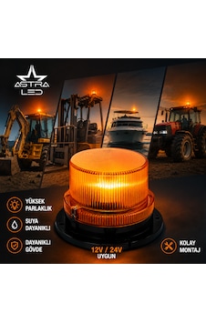 Astra Led 12v 24v Led Tepe Çakar Lamba 2 Modlu Universal Turuncu İkaz Lambası Kamyon Tır Traktör İş Makinesi Astra Led 12v 24v Led Tepe Çakar Lamba 2 Modlu Universal Turuncu İkaz Lambası Kamyon Tır Traktör İş Makinesi