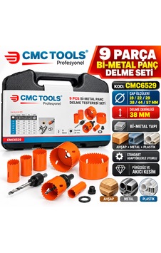 9 Parça Bi-metal Panç Delme Testeresi Seti Delik Açma Kod : Cmc6529