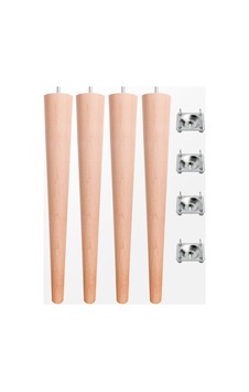 Sehpa Ayağı- Tabure Ayağı- Sandalye Ayağı- Ahşap Ayak- Uzunluk:42 Cm/ Çap:5.5 Cm -4'lü Set Ham Ahşap