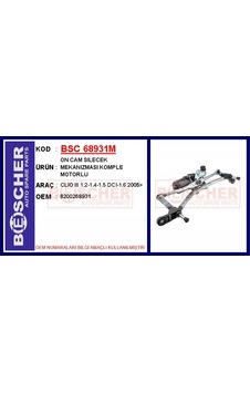 Bescher Ön Cam Silecek Mekanizması Motorlu Renault Clıo Iıı 05 Bsc 68931m 8200268931