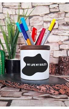 My Lıfe My Rules Baskılı Seramik Kalemlik Masaüstü Düzenleyici Beyaz My Lıfe My Rules Baskılı Seramik Kalemlik Masaüstü Düzenleyici Beyaz