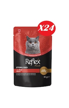 Reflex Plus Jöle İçinde Parça Biftek Etli Kısırlaştırılmış Kedi Yaş Maması 85 Gr 24 Adet Reflex Plus Jöle İçinde Parça Biftek Etli Kısırlaştırılmış Kedi Yaş Maması 85 Gr 24 Adet