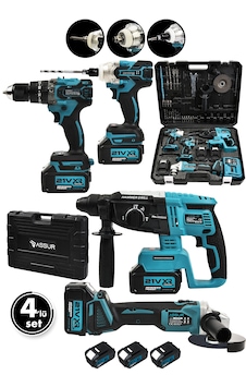 Assur ASR1011 21V Hilti Somun Sökme Taşlama Vidalama 4lü Set Mavi