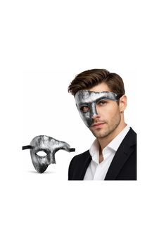 Antik Eskitme Gümüş Erkek Yarım Maske - Phantom Parti Balo Maskesi Çok Renkli Antik Eskitme Gümüş Erkek Yarım Maske - Phantom Parti Balo Maskesi Çok Renkli