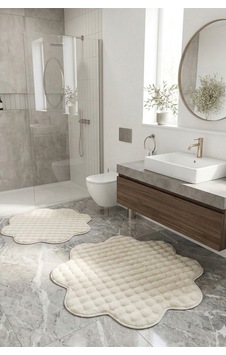 Bubble Papatya Banyo Paspası 2'li Set Pofuduk Yumuşak Peluş Kaymaz Taban Dekoratif Banyo Halısı Krem Bubble Papatya Banyo Paspası 2'li Set Pofuduk Yumuşak Peluş Kaymaz Taban Dekoratif Banyo Halısı Krem