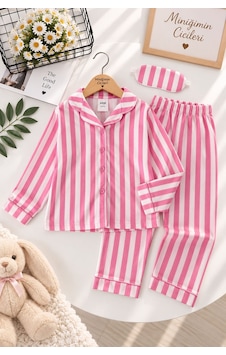 Minigimin Cicileri Desenli Göz Bantlı Kız Çocuk Mevsimlik Pijama Takımı - Açık Pembe Minigimin Cicileri Desenli Göz Bantlı Kız Çocuk Mevsimlik Pijama Takımı - Açık Pembe