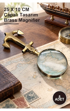 5 Adet Çapalı Pirinç Büyüteç 7682a 25 X 10 Cm Çapalı Tasarım Brass Magnifier 5 Adet Çapalı Pirinç Büyüteç 7682a 25 X 10 Cm Çapalı Tasarım Brass Magnifier