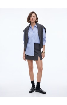 LTB Oversize Taş Detaylı Çizgili Mavi Gömlek İndigo LTB Oversize Taş Detaylı Çizgili Mavi Gömlek İndigo