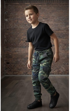 Black Steel Garson Boy Erkek Kamuflaj Desen Pantolon Mavi Black Steel Garson Boy Erkek Kamuflaj Desen Pantolon Mavi