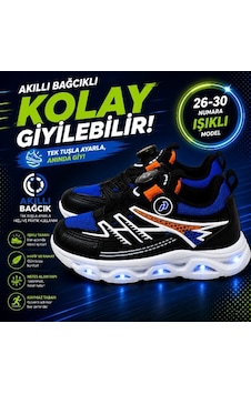Promax Akıllı Bağcıklı Işıklı Çocuk Spor Ayakkabı Siyah-sax 26-30 Kolay Giyilebilir Promax Akıllı Bağcıklı Işıklı Çocuk Spor Ayakkabı Siyah-sax 26-30 Kolay Giyilebilir
