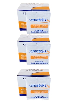 Semateks Steril Kompres Spanç 7,5cm X7,5cm 100 Adet 3 Kutu