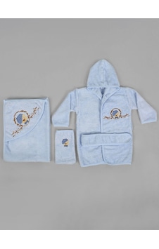 %100 Pamuk Bebek Çocuk Bornoz Havlu Takımı Set Mavi %100 Pamuk Bebek Çocuk Bornoz Havlu Takımı Set Mavi