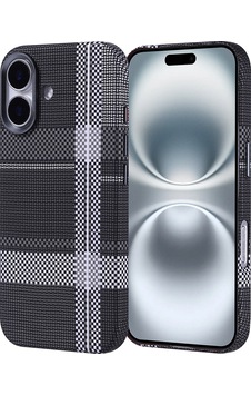 Apple, Uyumlu iPhone 16 Kılıf M-safe Şarj Özellikli Karbon Fiber Görünümlü Zore Nekst Kapak Gri-Siyah