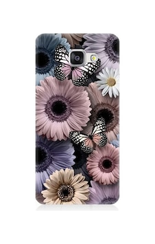 Samsung Galaxy A5 2016 Uyumlu Pastel Renkli Çiçekler Ve Kelebekler Desenli Silikon Kılıf