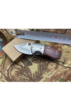Knivox Browning Tombul 8-11 Ahşap Kabze Manuel Kamp Çakısı Kahverengi