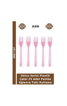 Delux Serisi Plastik Çatal 25 Adet Pembe Eğlence Tatlı Kutlama