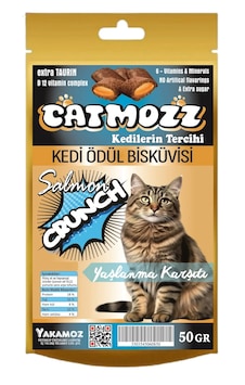 Catmozz Crunch Dışı Çıtır Içi Yumuşak Somonlu Kedi Ödül Bisküvisi 50 G Catmozz Crunch Dışı Çıtır Içi Yumuşak Somonlu Kedi Ödül Bisküvisi 50 G