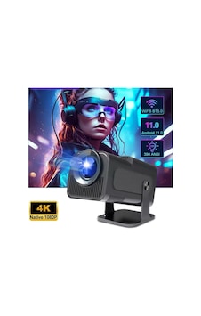 Siyah Taşınabilir Sinema Projektörü 4k 1080p Ev Sineması Bluetooth Android Projeksiyon R38-120966