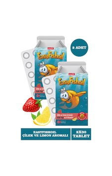 Easyfishoil Çocuk Çilek ve Limon Aromalı Takviye Edici Gıda 2 x 30 Çiğneme Tableti Easyfishoil Çocuk Çilek ve Limon Aromalı Takviye Edici Gıda 2 x 30 Çiğneme Tableti