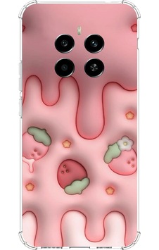 Realme 12 4g -12 Plus Uyumlu Çilekli Pasta Baskılı Silikon Kılıf Renkli Realme 12 4g -12 Plus Uyumlu Çilekli Pasta Baskılı Silikon Kılıf Renkli