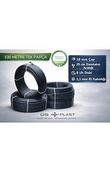16 Mm 25 Cm Delikli Damla Sulama Borusu 100 Metre 8 L/h 1,1 Mm 16 Mm 25 Cm Delikli Damla Sulama Borusu 100 Metre 8 L/h 1,1 Mm