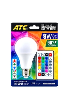 Kumandalı - Rgb 9w 60w - E27 Led Ampul 700lm 15000 Saat Ömür Belirtilmemis Kumandalı - Rgb 9w 60w - E27 Led Ampul 700lm 15000 Saat Ömür Belirtilmemis
