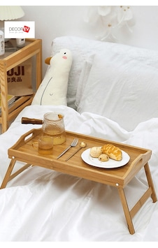 Decorev Bambu Yatak Keyif Tepsisi Katlanır Ayaklı (50cm*30cm)