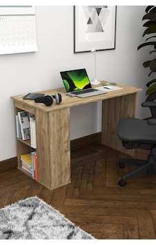 Ergonomik Çalışma Masası, Kitaplık Ve Kapaklı Depolama Alanı İle Modern Tasarım Atlantik Çam Atlantik Çam