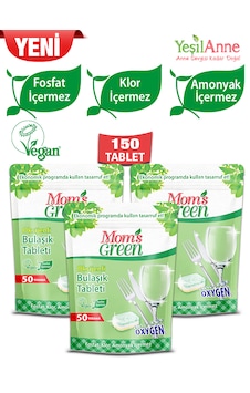 Mom's Green Oksijenli Ekolojik Bulaşık Makinesi Deterjanı 3 x 50 Tablet Mom's Green Oksijenli Ekolojik Bulaşık Makinesi Deterjanı 3 x 50 Tablet