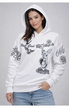 Velmora Fashion Kadın 3 İplik Pamuklu Kapüşonlu Baskılı Sweatshirt Hoodie - Beyaz Velmora Fashion Kadın 3 İplik Pamuklu Kapüşonlu Baskılı Sweatshirt Hoodie - Beyaz