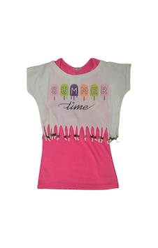Pamino Kız Çocuk Badi İkili Pembe Beyaz Pembe