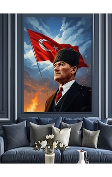 Bayraklı Ve Şık Mustafa Kemal Atatürk Dekoratif Kanvas - Mdf Ahşap Tablo Bayraklı Ve Şık Mustafa Kemal Atatürk Dekoratif Kanvas - Mdf Ahşap Tablo