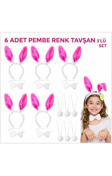 Şeker Pembesi Tavşan Sahne Seti 639lı Set Taç Papyon Kuyruk " Şeker Pembesi Tavşan Sahne Seti 639lı Set Taç Papyon Kuyruk "