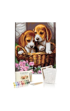Sayılarla Boyama Seti 40 x 50 CM Tuval Şasesine Gerili Yavru Köpekler Sayılarla Boyama Seti 40 x 50 CM Tuval Şasesine Gerili Yavru Köpekler