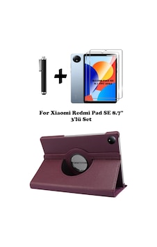 Xiaomi Redmi Pad Se 8.7 Inç Tablet Uyumlu Uyku Modlu 360 Döner Pu Deri Kılıf Seti Kılıf