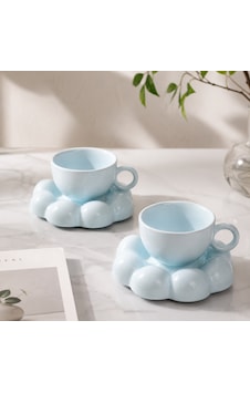 2 Kişilik Puffy Blue Kahve Fincanı-6096 Mavi 2 Kişilik Puffy Blue Kahve Fincanı-6096 Mavi