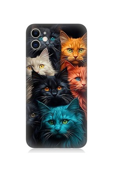 Apple Uyumlu iPhone 11 Silikon Kılıf Renkli Sevimli Kedi Yüzleri Apple Uyumlu iPhone 11 Silikon Kılıf Renkli Sevimli Kedi Yüzleri