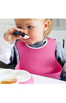 Bükülebilir Dökülme Engelleyici Bebek Mama Önlüğü Pembe Çok Renkli