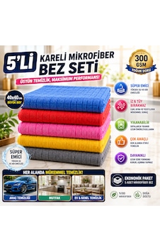 Misgibi Mikrofiber Kareli Temizlik Bezi 5'li Paket Süper Emici Ve Dayanıklı 5 Adet Misgibi Mikrofiber Kareli Temizlik Bezi 5'li Paket Süper Emici Ve Dayanıklı 5 Adet