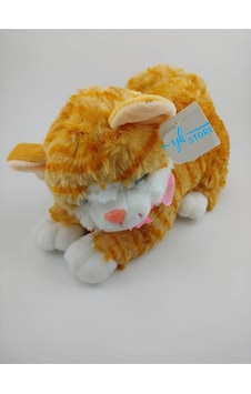 25 Cm Peluş Yatan Sarı Kedi Sesli Büyük 25 Cm Peluş Yatan Sarı Kedi Sesli Büyük