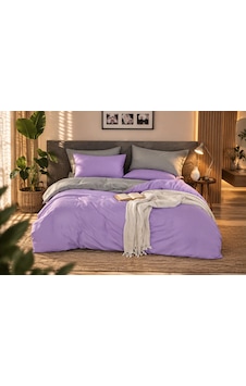 7days Çift Taraflı Çift Kişilik 6 Parça Nevresim Takımı 200x220 Gri - Lila