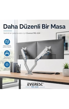 Ms-224 17-32 İnç Çift Kollu Monitör Standı, 2 Monitör İçin Masaüstü Vesa Tutucu, 2x9 Kg Taşıma, Meka 108 İnç x 5 İnç Ms-224 17-32 İnç Çift Kollu Monitör Standı, 2 Monitör İçin Masaüstü Vesa Tutucu, 2x9 Kg Taşıma, Meka 108 İnç x 5 İnç