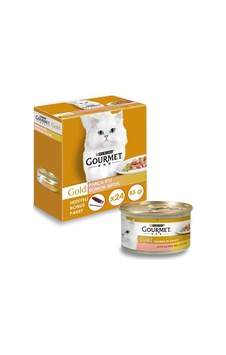 Gold Parça Etli Soslu Somonlu Tavuklu Kedi Konservesi 85 Gr X 24 Adet Gold Parça Etli Soslu Somonlu Tavuklu Kedi Konservesi 85 Gr X 24 Adet