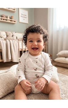 Tiffany Baby & Kids Tiffany Bebek Bear Brother Theme Uzun Kollu Zıbın Ekru 13011