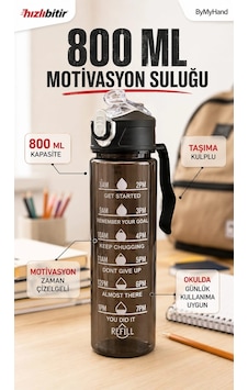 Bymyhand Siyah Taşıma Kulplu Kilit Kapaklı Pipetli Suluk Okul Matarası Motivasyon Matarası 800 Ml Bymyhand Siyah Taşıma Kulplu Kilit Kapaklı Pipetli Suluk Okul Matarası Motivasyon Matarası 800 Ml